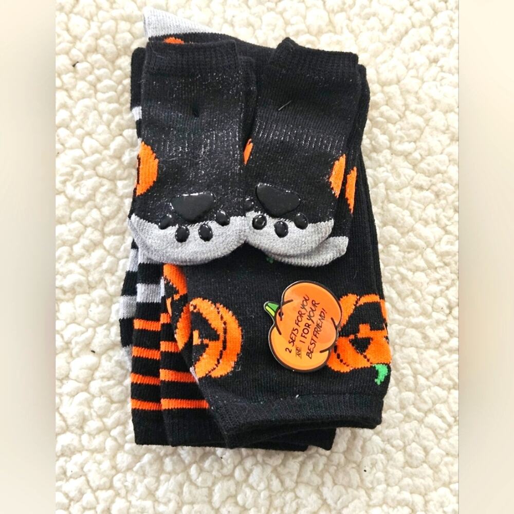 Happy Halloween pet and owner‎ socks 3 pair - 2 ladies 1 pet ladies size 5-10